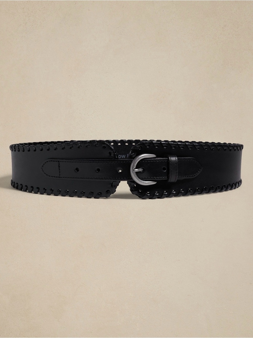Banana Republic Leather corset Whipstitch Belt Black Genuine Leather size L